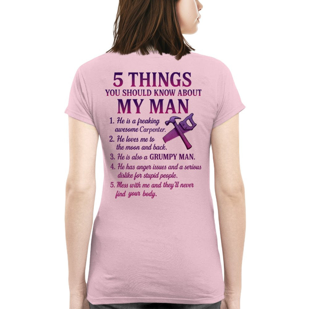 5 Things About My Carpenter Man Apparel - Funny Relationship T-Shirt, Hoodie & More - grunx260804-0001