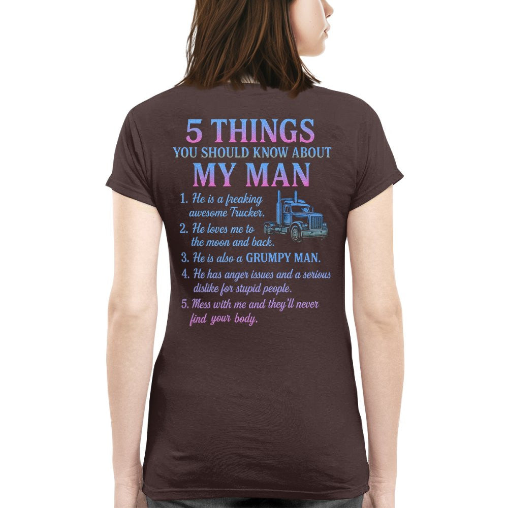 5 Things You Should Know About My Trucker - Funny Quote T-Shirt, Hoodie & More - grunx260804-0036