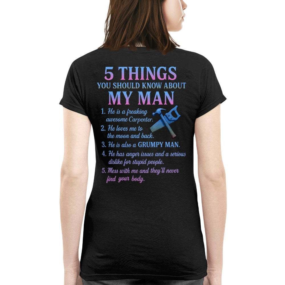 5 Things About My Man - Funny Carpenter T-Shirt, Hoodie & More - grunx260804-0003