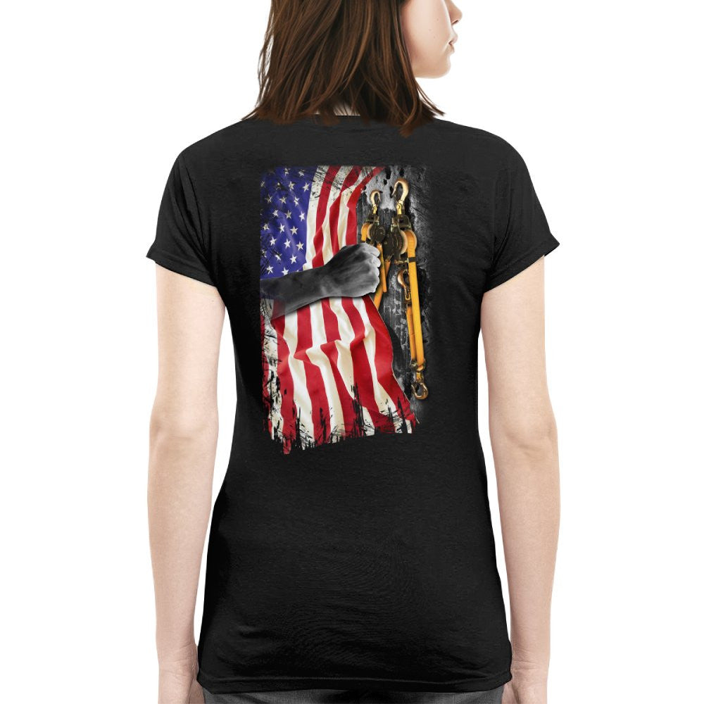 American Flag Fist Binder - Patriotic Lineman Apparel T-Shirt, Hoodie & More - grunx260804-0144