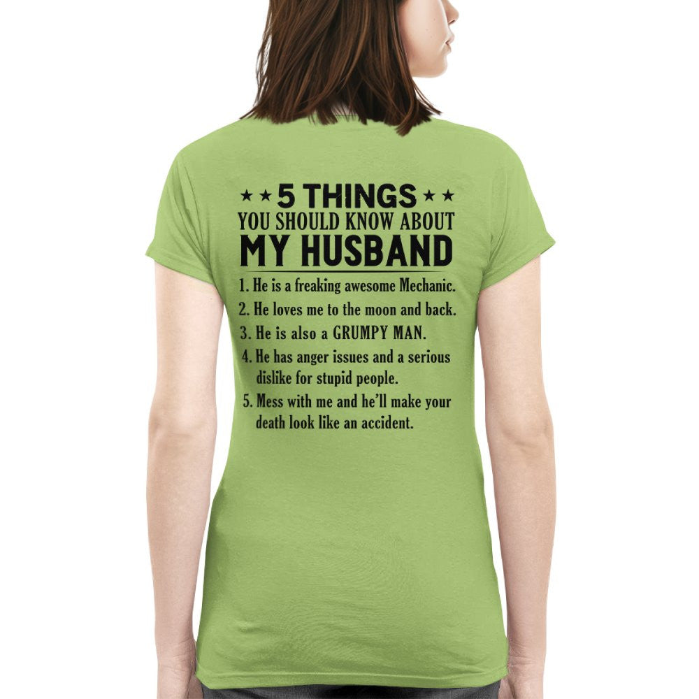 5 Things You Should Know About My Husband Mechanic Apparel - Funny Gift T-Shirt, Hoodie & More - grunx260804-0024