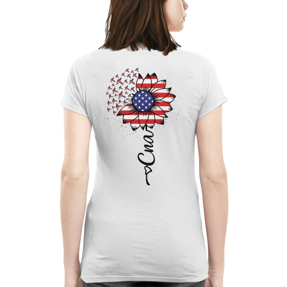 American Flag Flower CNA Apparel - Patriotic Heartbeat T-Shirt, Hoodie & More - grunx260804-0147