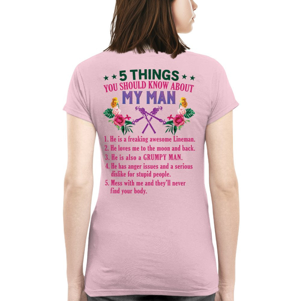 5 Things You Should Know - Lineman Husband Humor T-Shirt, Hoodie & More - grunx260804-0043