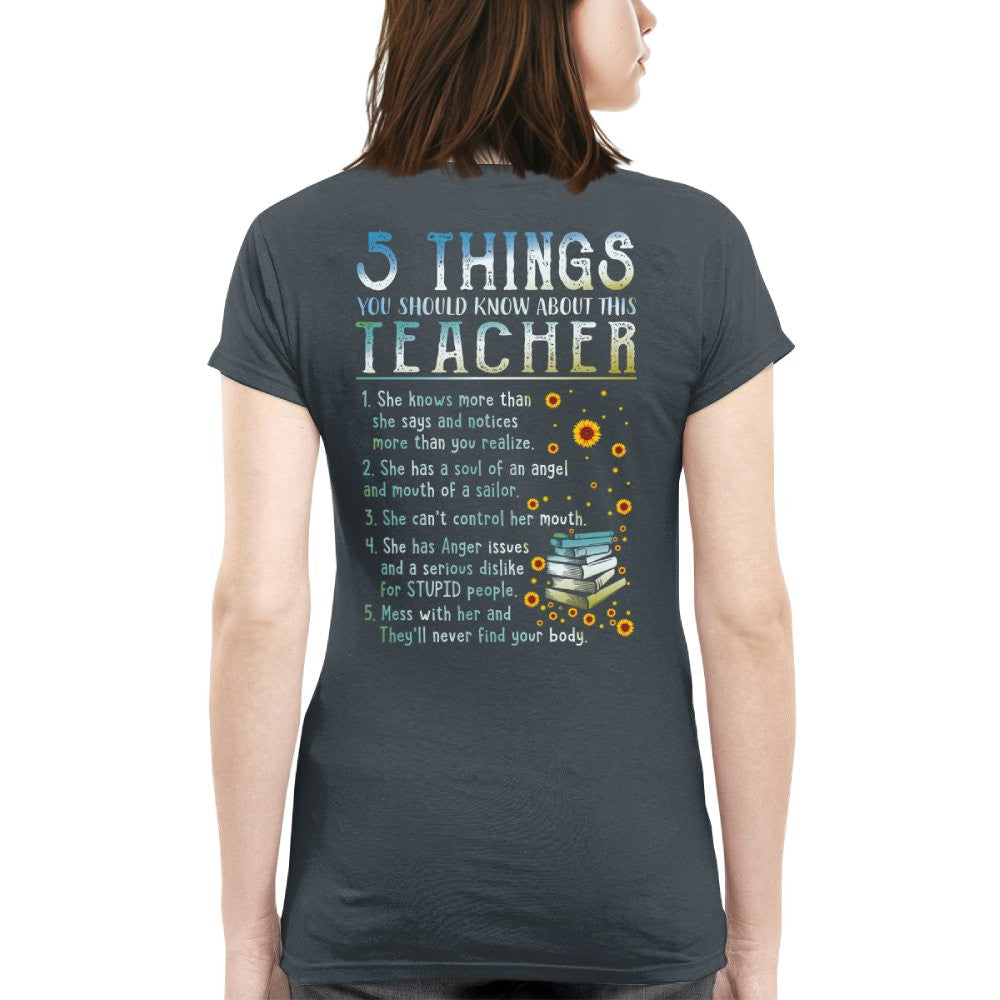 5 Things List - Bold Funny Teacher Statement T-Shirt, Hoodie & More - grunx260804-0058