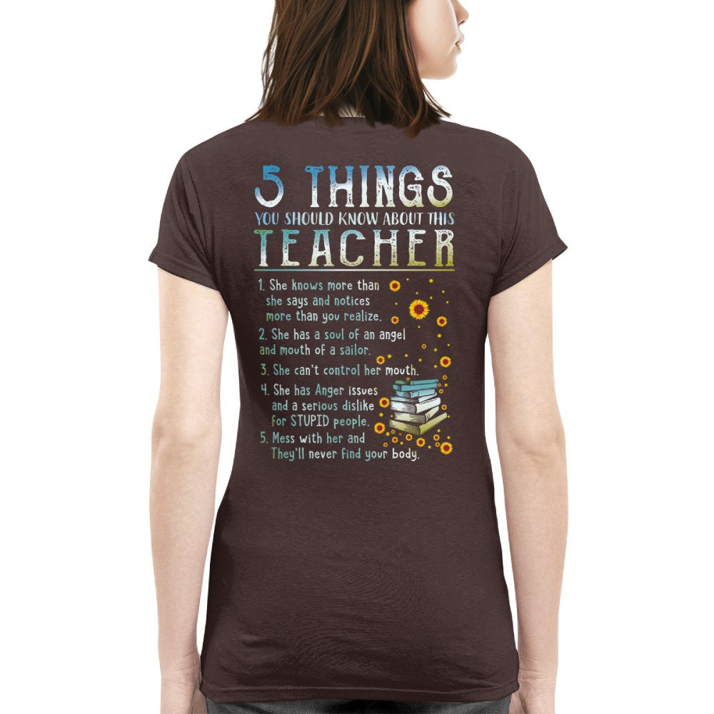 5 Things List - Bold Funny Teacher Statement T-Shirt, Hoodie & More - grunx260804-0058