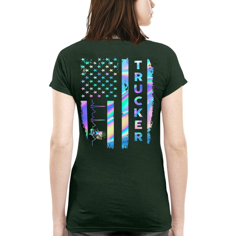 American Flag Holographic - Trucker Pride T-Shirt Hoodie & More - grunx260804-0151