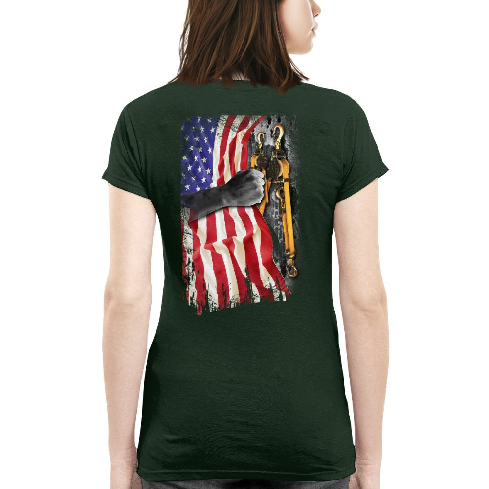 American Flag Fist Binder - Patriotic Lineman Apparel T-Shirt, Hoodie & More - grunx260804-0144