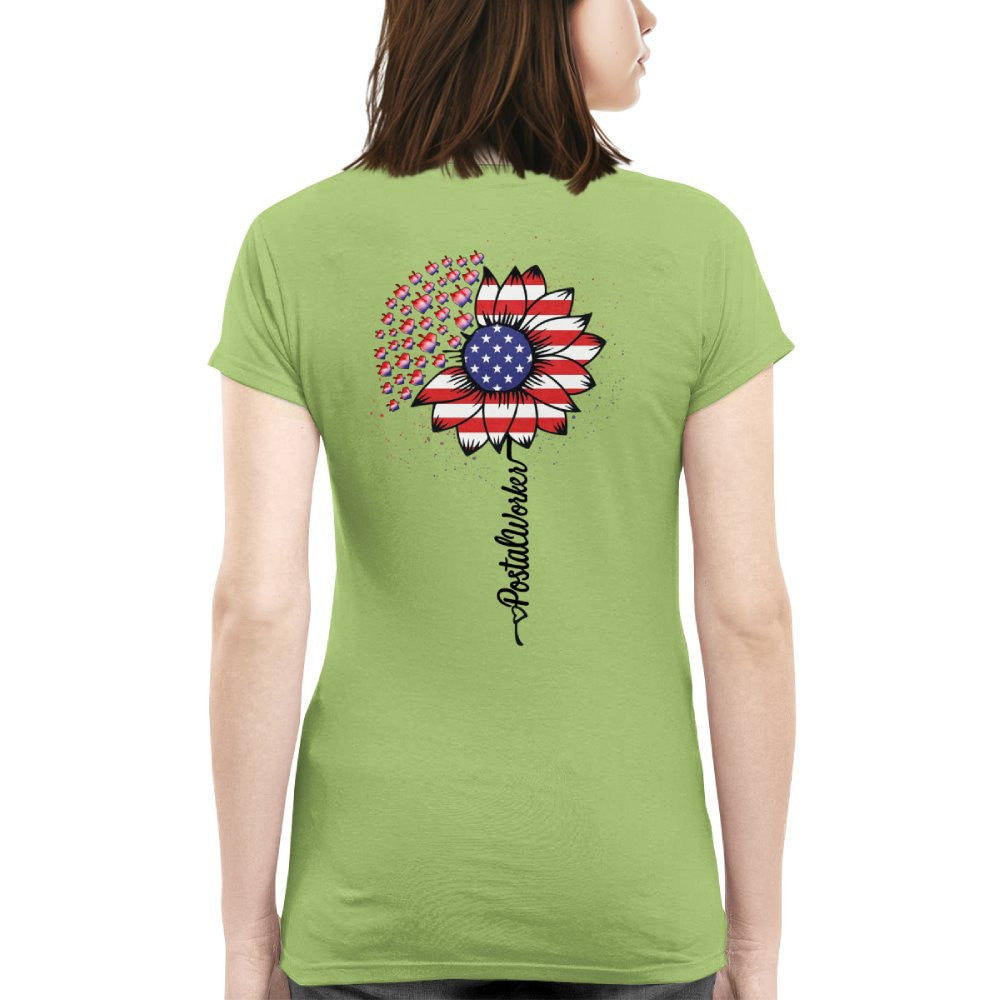 American Flag Flower Postal Worker Apparel - Patriotic T-Shirt, Hoodie & More - grunx260804-0149