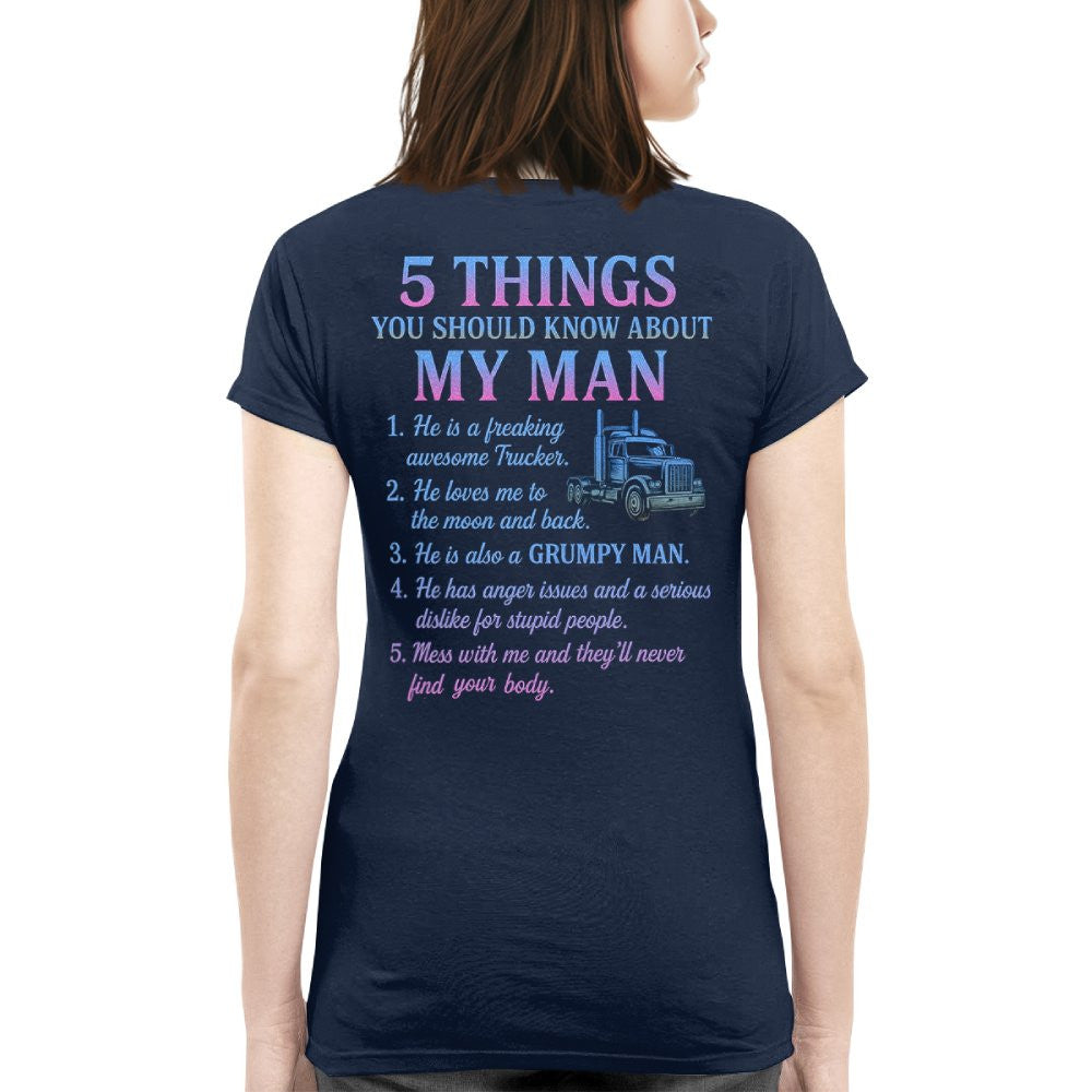 5 Things About My Man - Trucker Funny Love T-Shirt, Hoodie & More - grunx260804-0010