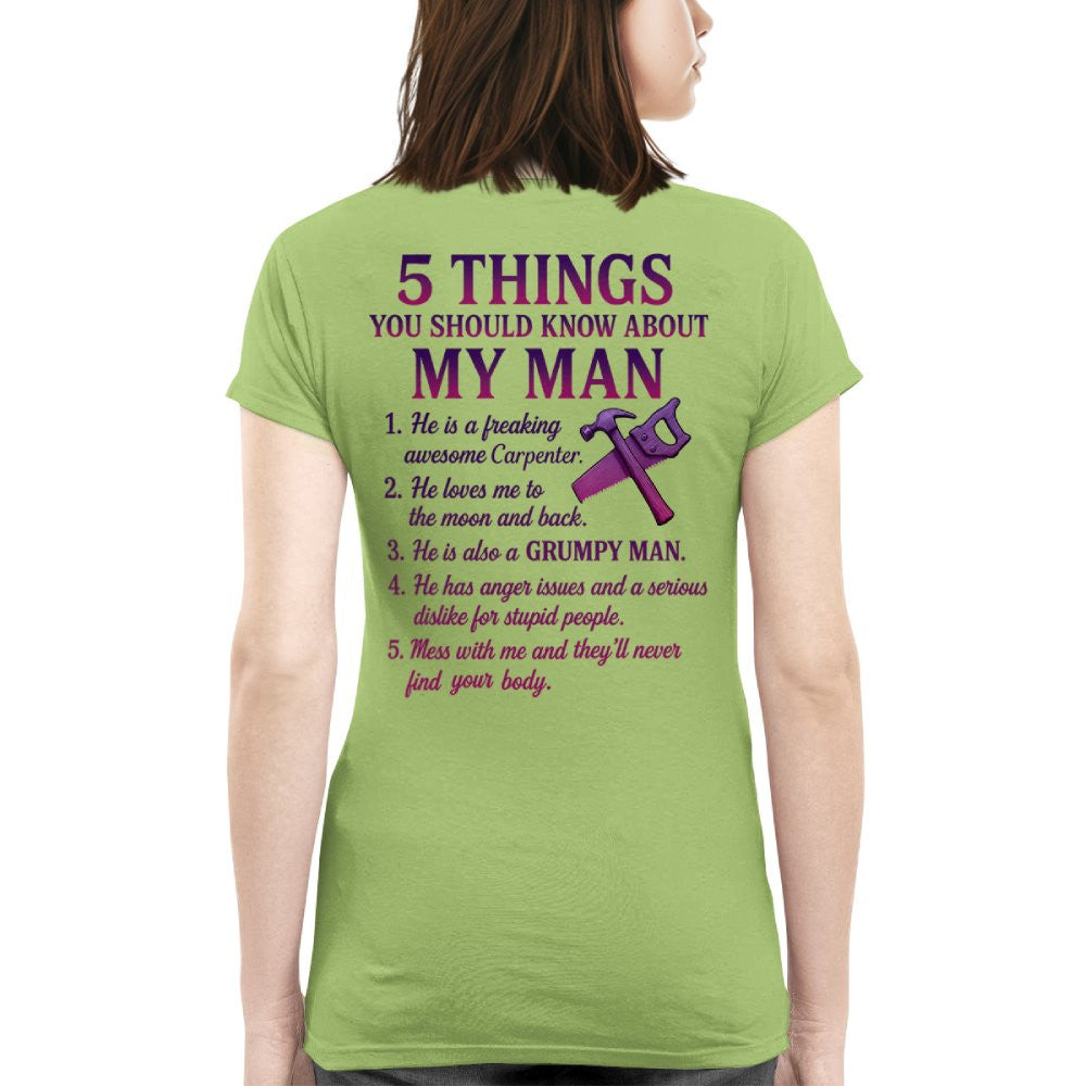 5 Things About My Carpenter Man Apparel - Funny Relationship T-Shirt, Hoodie & More - grunx260804-0001