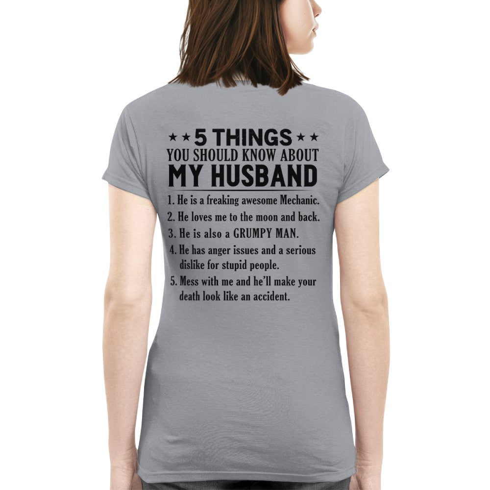 5 Things You Should Know About My Husband Mechanic Apparel - Funny Gift T-Shirt, Hoodie & More - grunx260804-0024