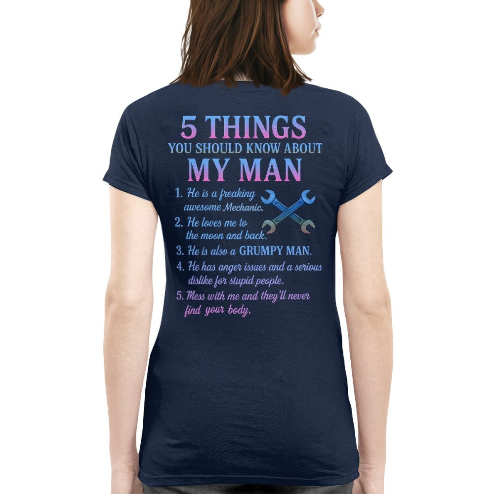 5 Things About My Man - Funny Mechanic T-Shirt, Hoodie & More - grunx260804-0004