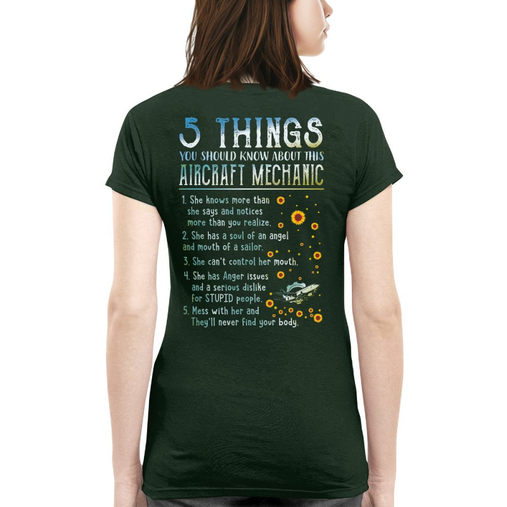 5 Things About Her - Aircraft Mechanic Female Quote T-Shirt, Hoodie & More - grunx260804-0054