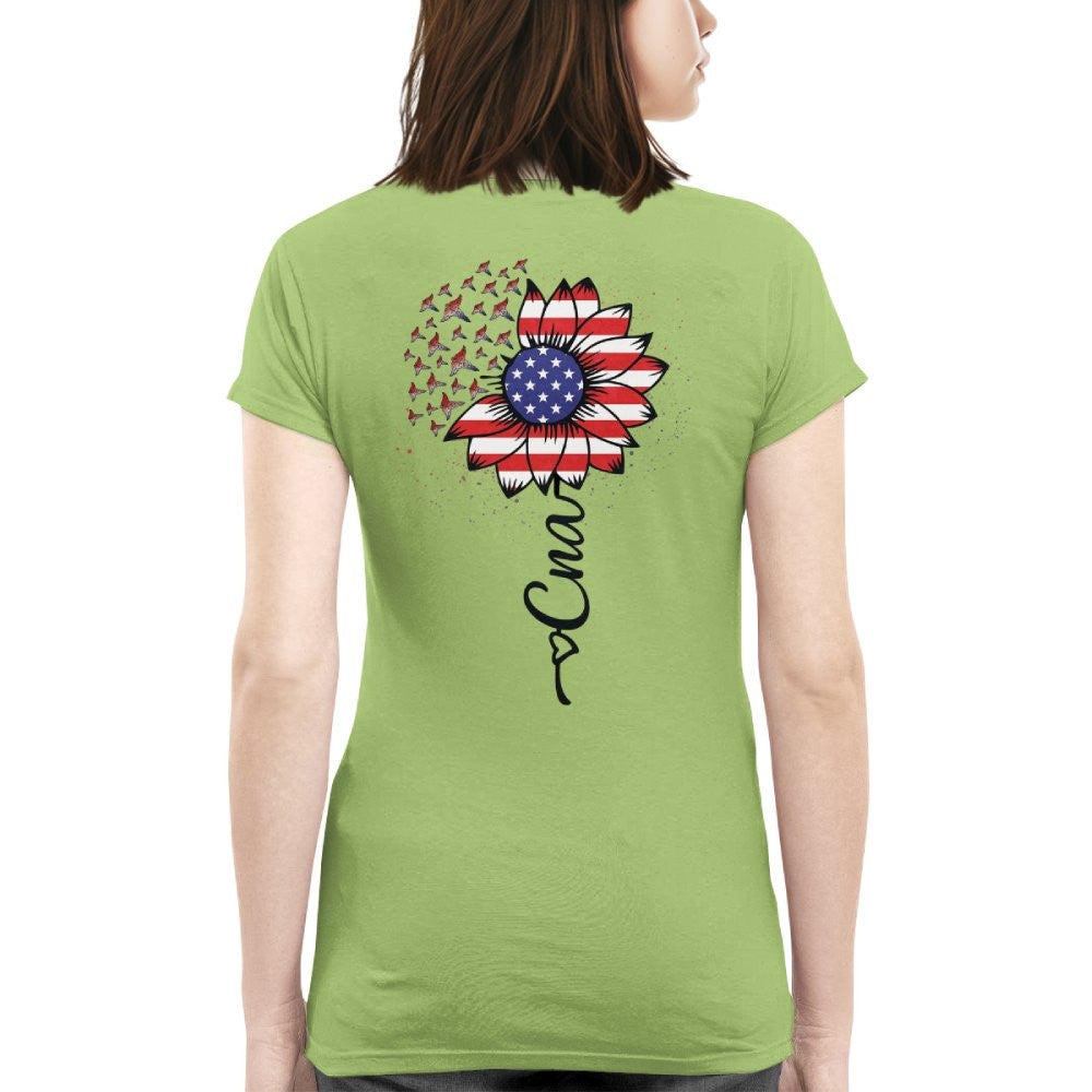American Flag Flower CNA Apparel - Patriotic Heartbeat T-Shirt, Hoodie & More - grunx260804-0147