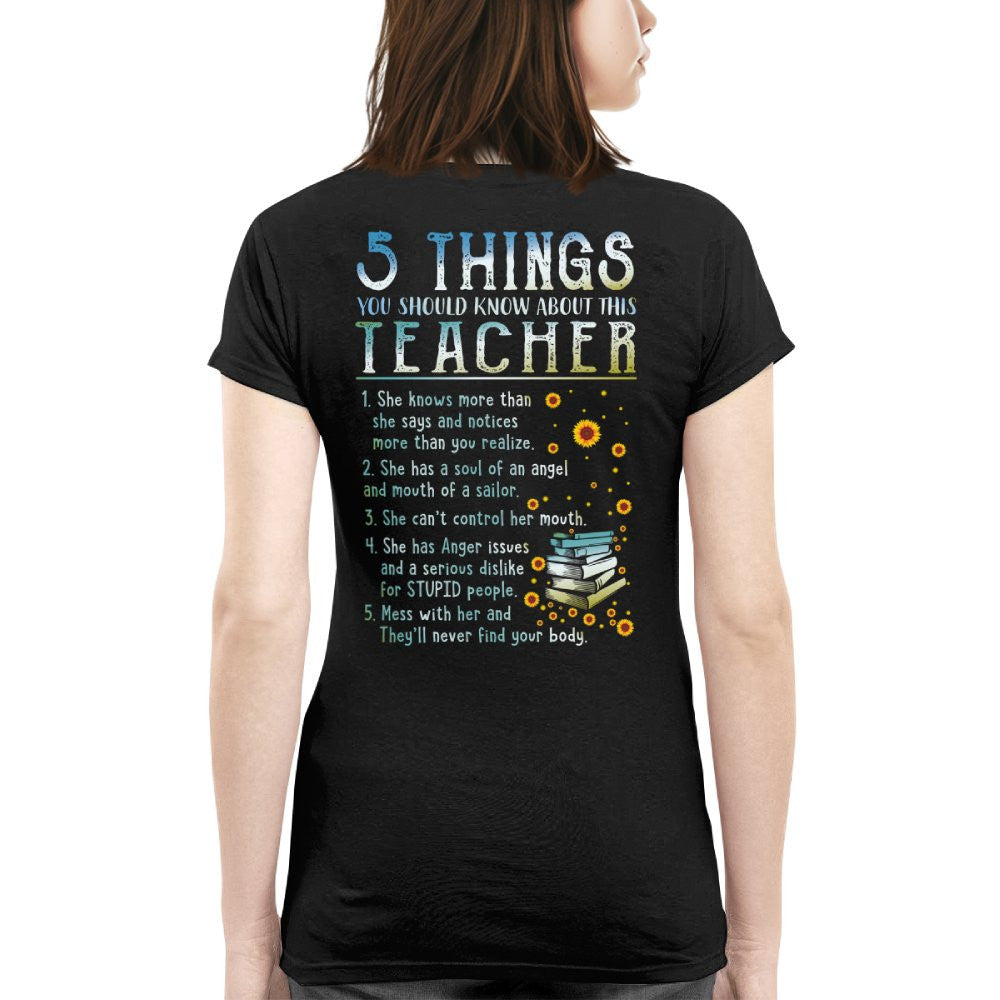 5 Things List - Bold Funny Teacher Statement T-Shirt, Hoodie & More - grunx260804-0058