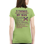 5 Things About My Mechanic Man Apparel - Funny Relationship T-Shirt, Hoodie & More - grunx260804-0012