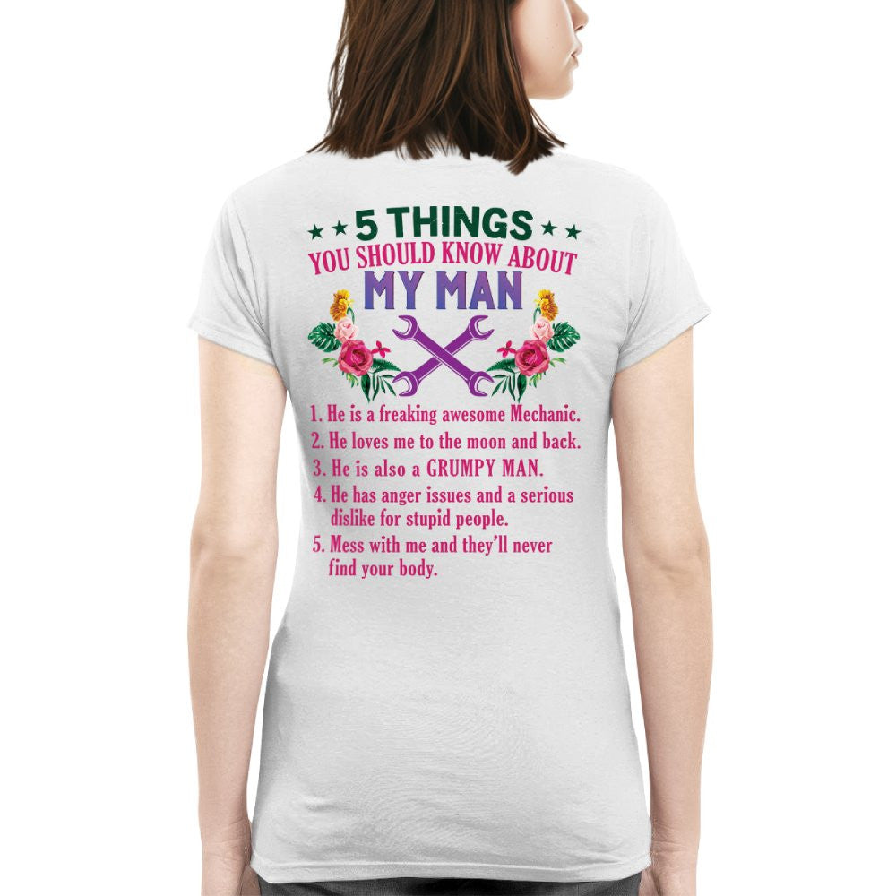 5 Things You Should Know - Mechanic Husband Humor T-Shirt, Hoodie & More - grunx260804-0045