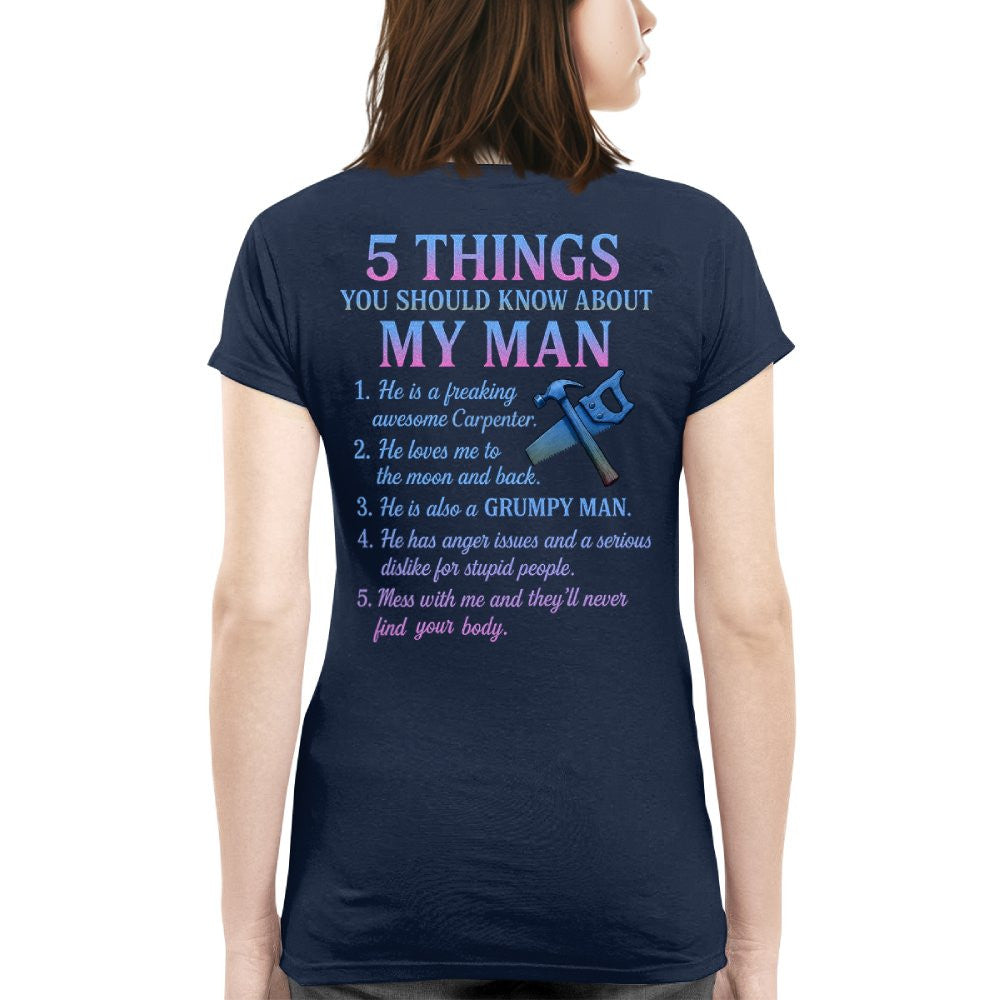 5 Things About My Man - Funny Carpenter T-Shirt, Hoodie & More - grunx260804-0003