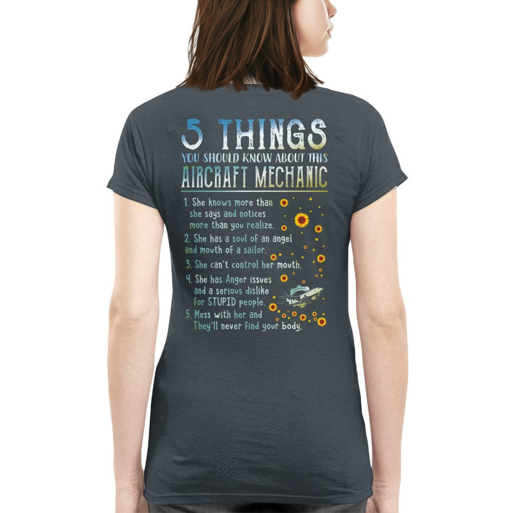 5 Things About Her - Aircraft Mechanic Female Quote T-Shirt, Hoodie & More - grunx260804-0054