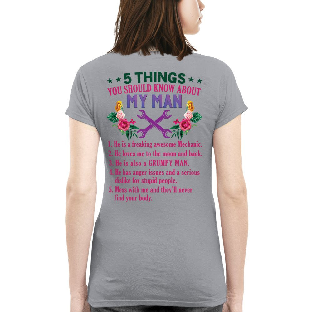 5 Things You Should Know - Mechanic Husband Humor T-Shirt, Hoodie & More - grunx260804-0045