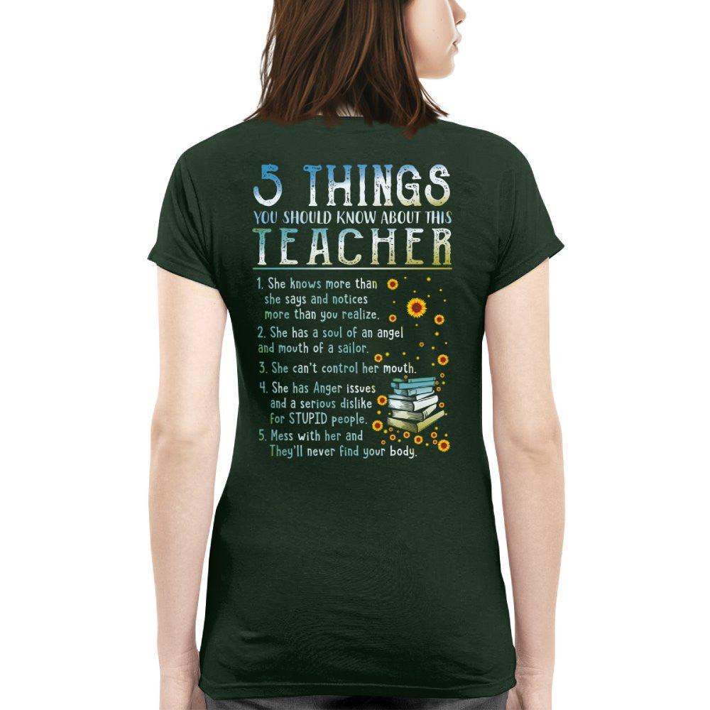 5 Things List - Bold Funny Teacher Statement T-Shirt, Hoodie & More - grunx260804-0058