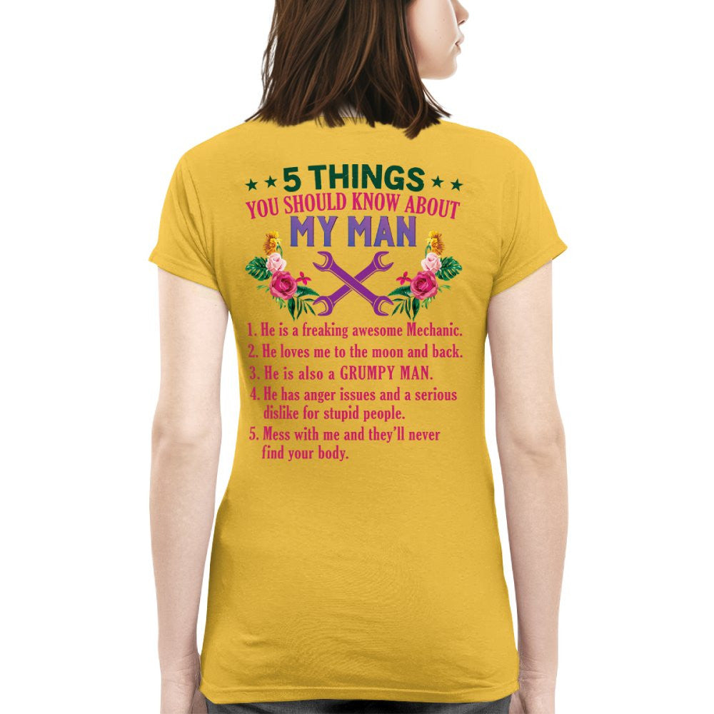 5 Things You Should Know - Mechanic Husband Humor T-Shirt, Hoodie & More - grunx260804-0045