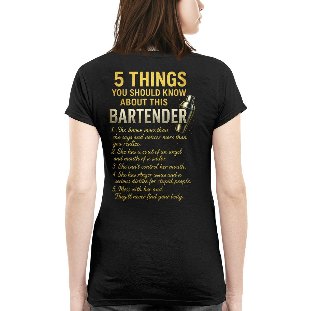 5 Things You Should Know About This Bartender - Funny Quote T-Shirt, Hoodie & More - grunx260804-0038