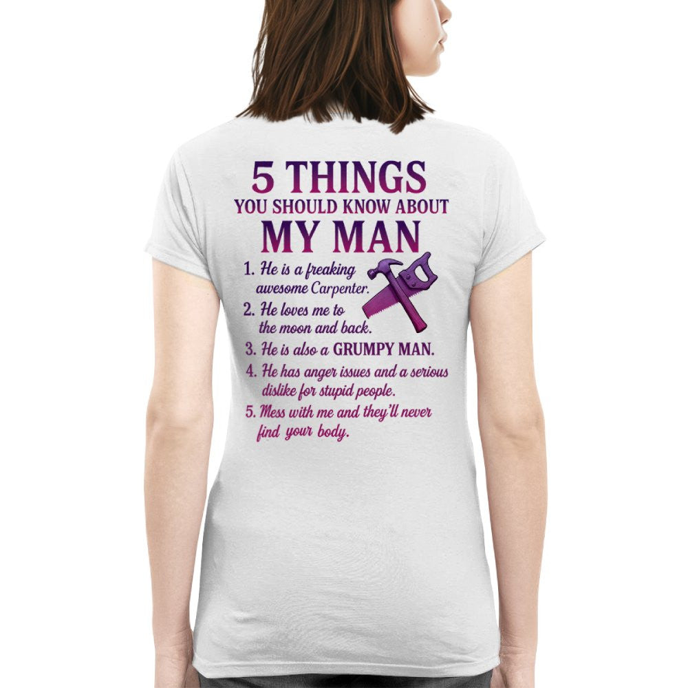 5 Things About My Carpenter Man Apparel - Funny Relationship T-Shirt, Hoodie & More - grunx260804-0001