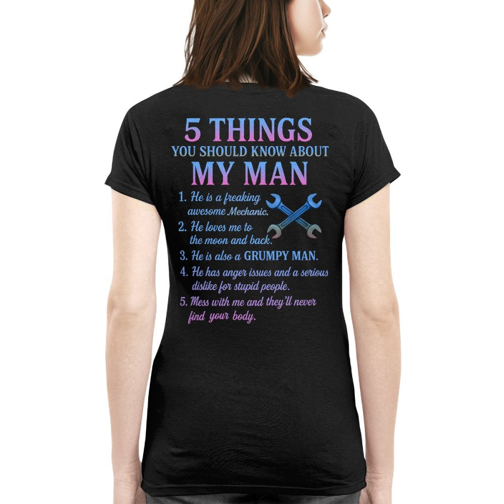 5 Things About My Man - Mechanic Funny Quote T-Shirt, Hoodie & More - grunx260804-0007