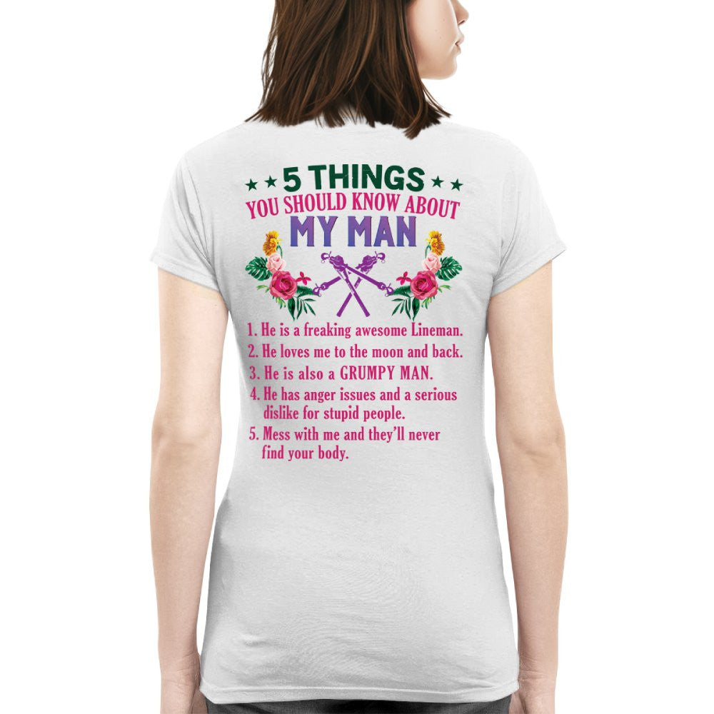 5 Things You Should Know - Lineman Husband Humor T-Shirt, Hoodie & More - grunx260804-0043