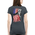 American Flag Fist Wrench - Patriotic Mechanic Apparel T-Shirt, Hoodie & More - grunx260804-0146