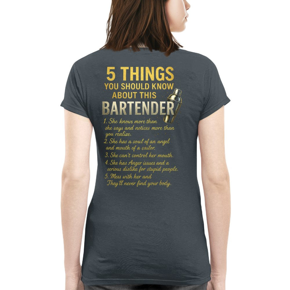 5 Things You Should Know About This Bartender - Funny Quote T-Shirt, Hoodie & More - grunx260804-0038