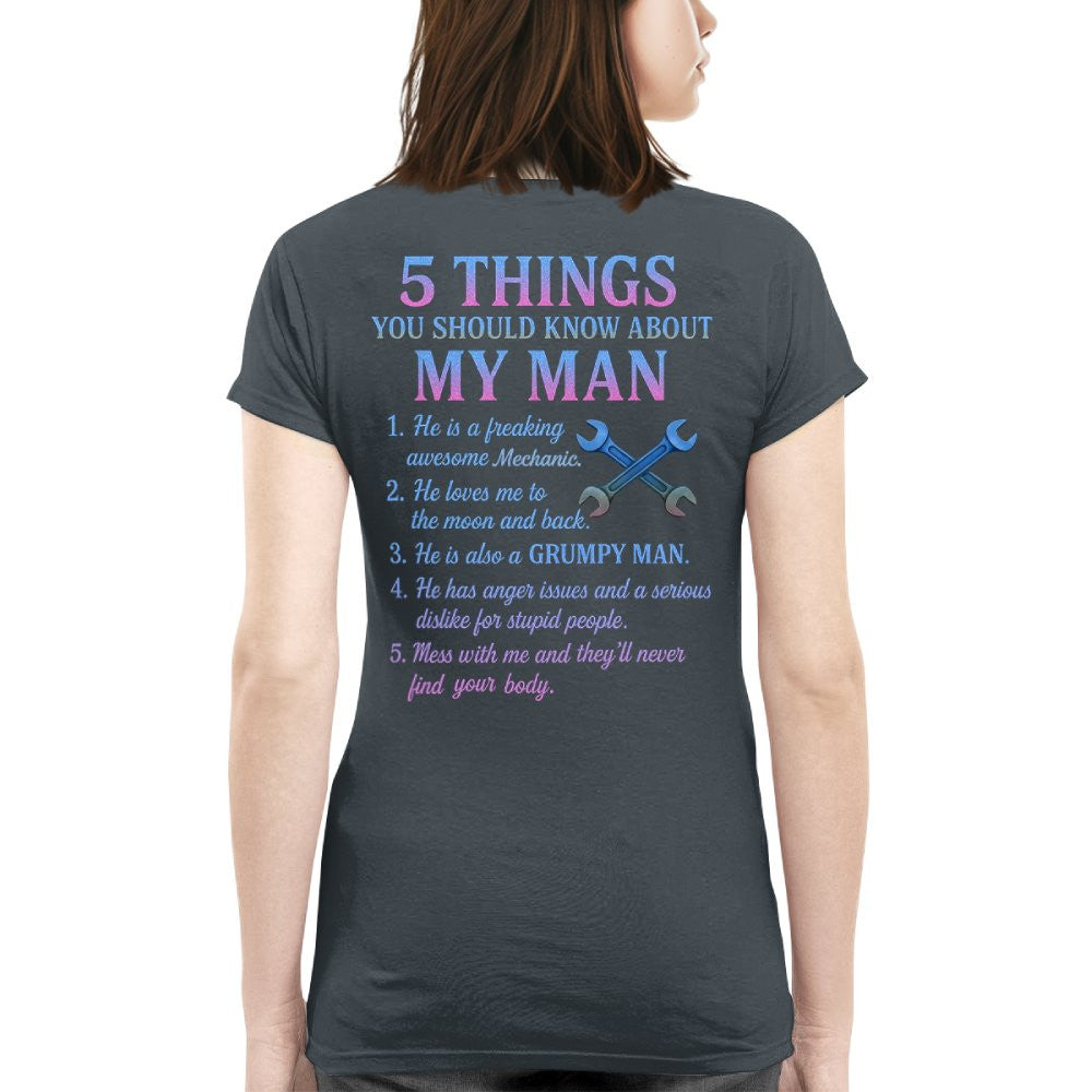 5 Things About My Man - Funny Mechanic T-Shirt, Hoodie & More - grunx260804-0004