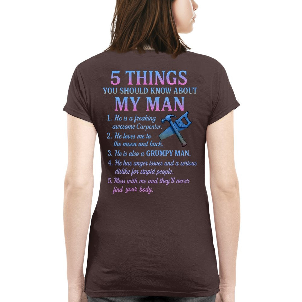 5 Things About My Man - Funny Carpenter T-Shirt, Hoodie & More - grunx260804-0003