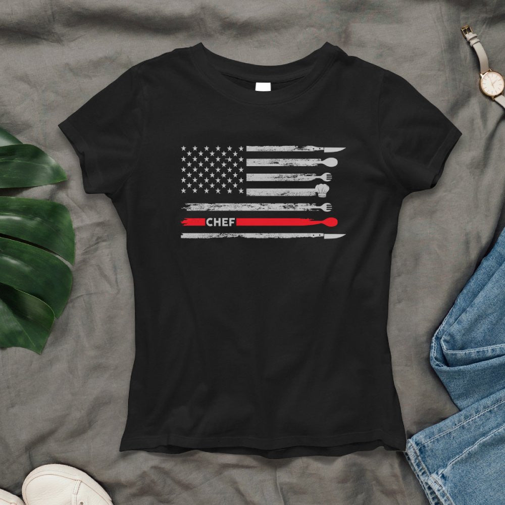 American Flag Chef Apparel - Patriotic Kitchen Crew T-Shirt, Hoodie & More - grunx260804-0143