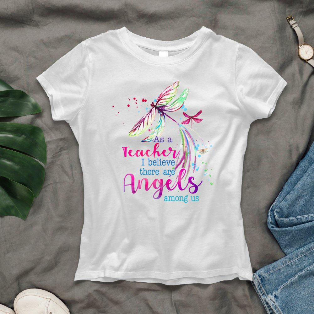 Angels Among Us - Watercolor Dragonfly Teacher T-Shirt, Hoodie & More - grunx260804-0156