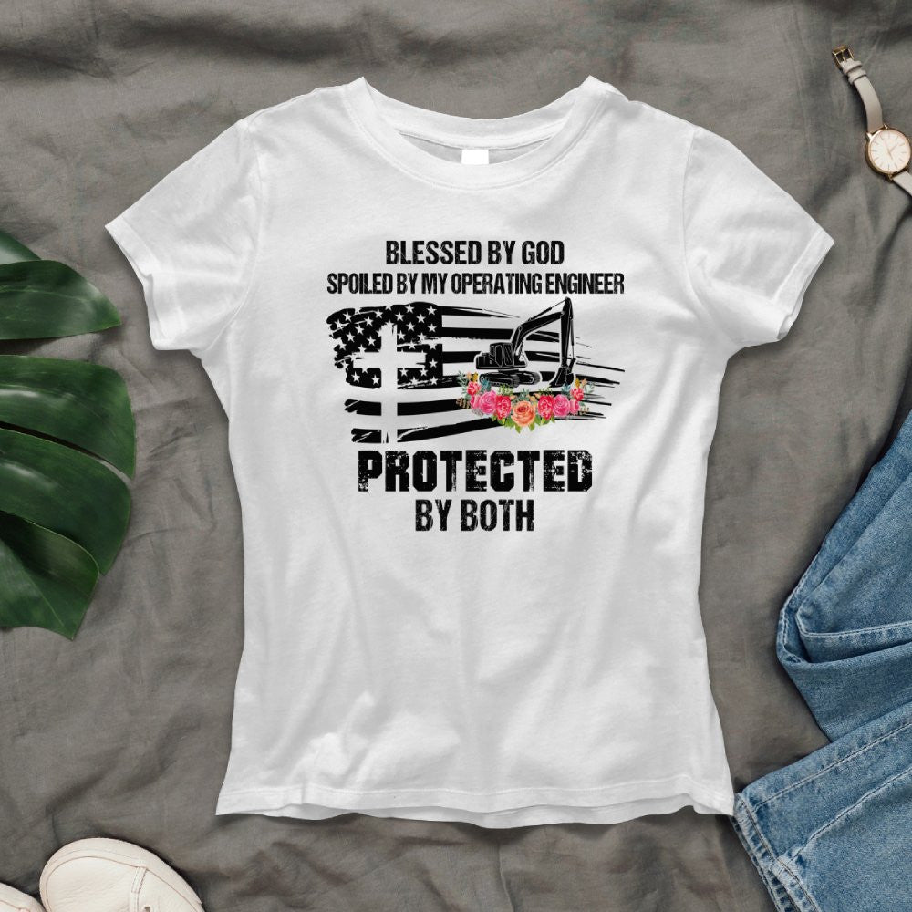 Blessed By God Protected By My Operating Engineer T-Shirt Hoodie & More - grunx260804-0181