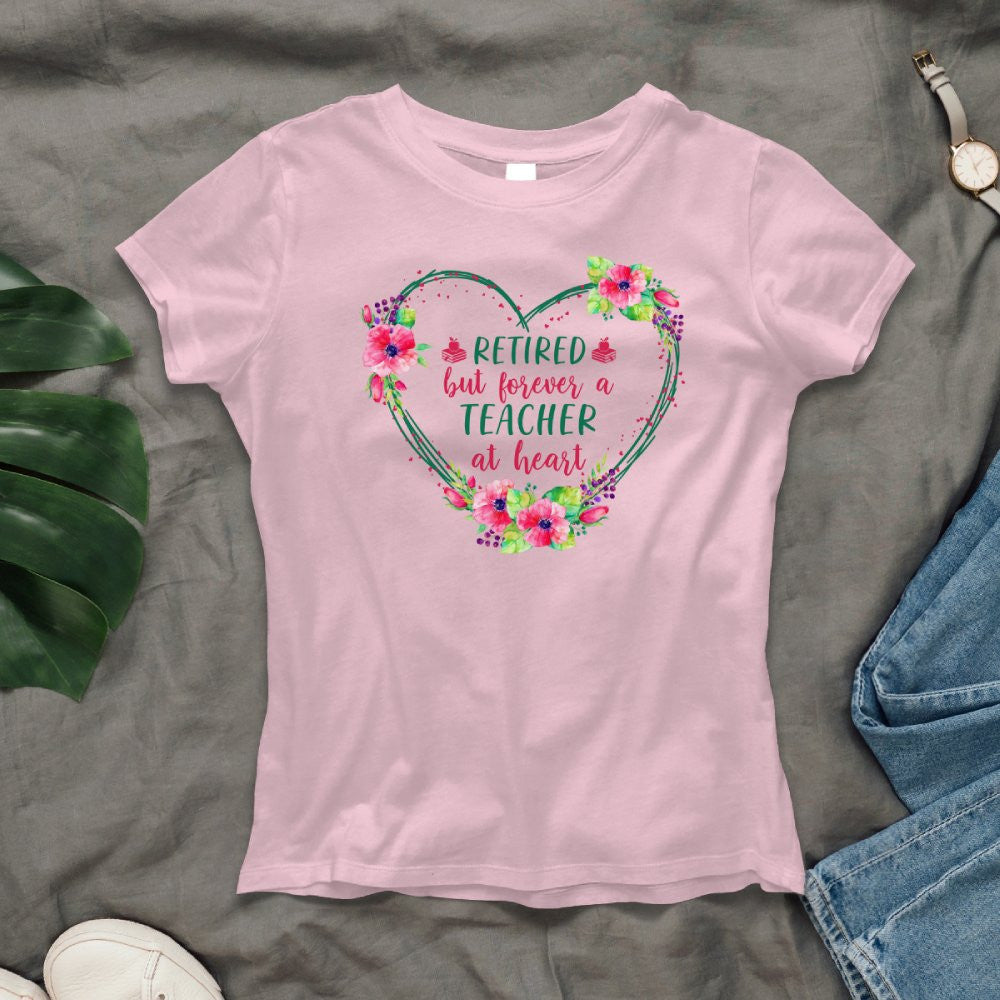 Forever A Teacher - Floral Heart Retired Educator T-Shirt, Hoodie & More - grunx260804-0227