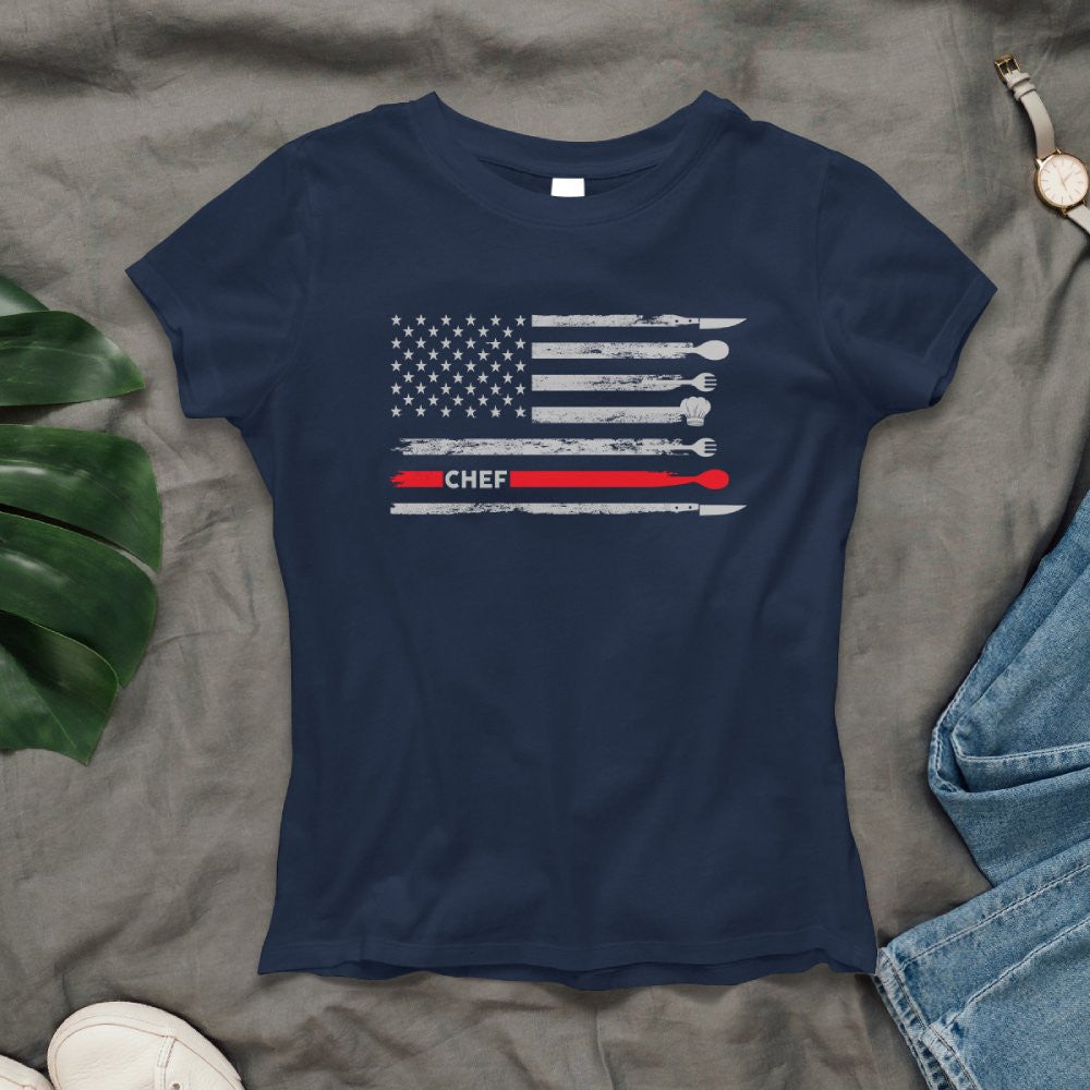 American Flag Chef Apparel - Patriotic Kitchen Crew T-Shirt, Hoodie & More - grunx260804-0143