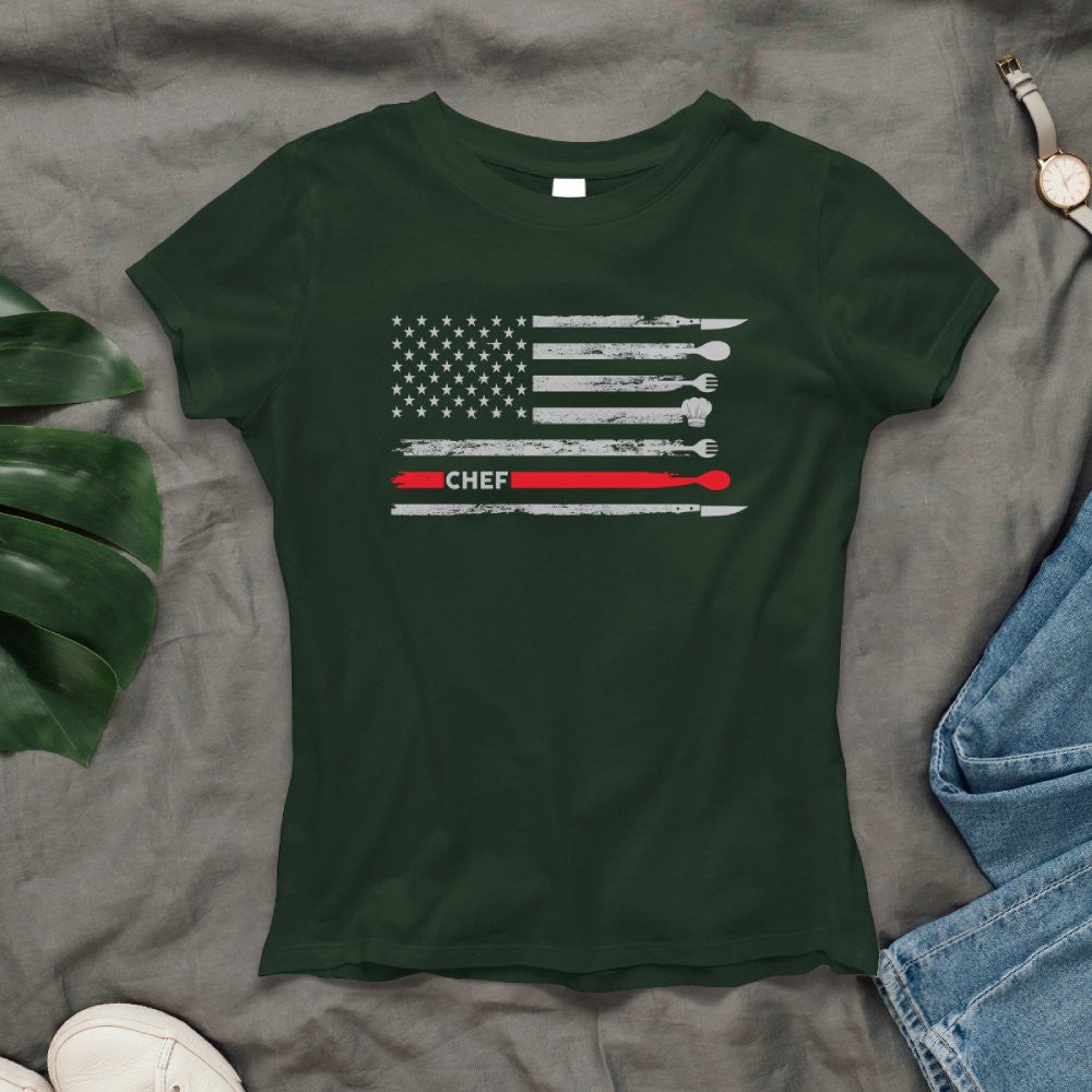 American Flag Chef Apparel - Patriotic Kitchen Crew T-Shirt, Hoodie & More - grunx260804-0143