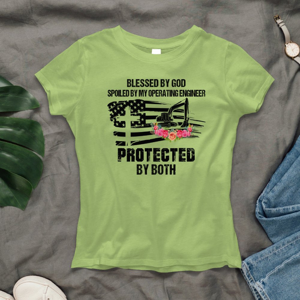 Blessed By God Protected By My Operating Engineer T-Shirt Hoodie & More - grunx260804-0181