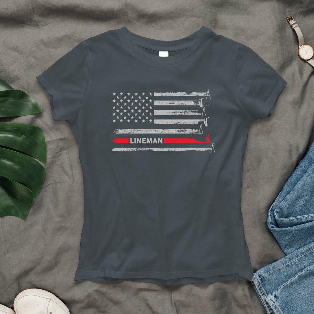 American Flag Lineman Apparel - Patriotic Utility Worker T-Shirt, Hoodie & More - grunx260804-0152