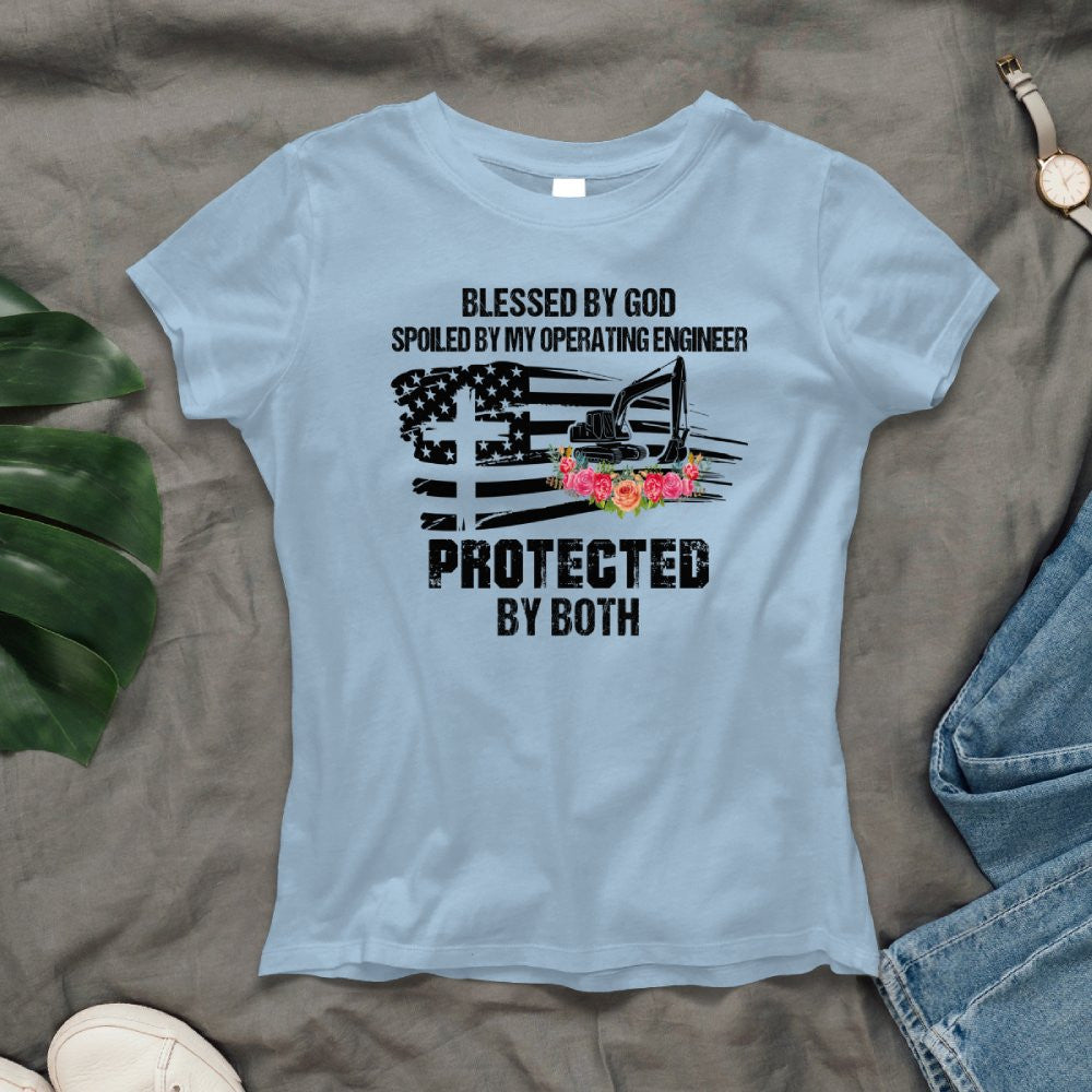 Blessed By God Protected By My Operating Engineer T-Shirt Hoodie & More - grunx260804-0181