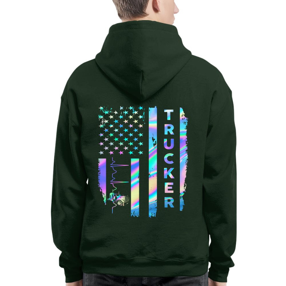 American Flag Holographic - Trucker Pride T-Shirt Hoodie & More - grunx260804-0151
