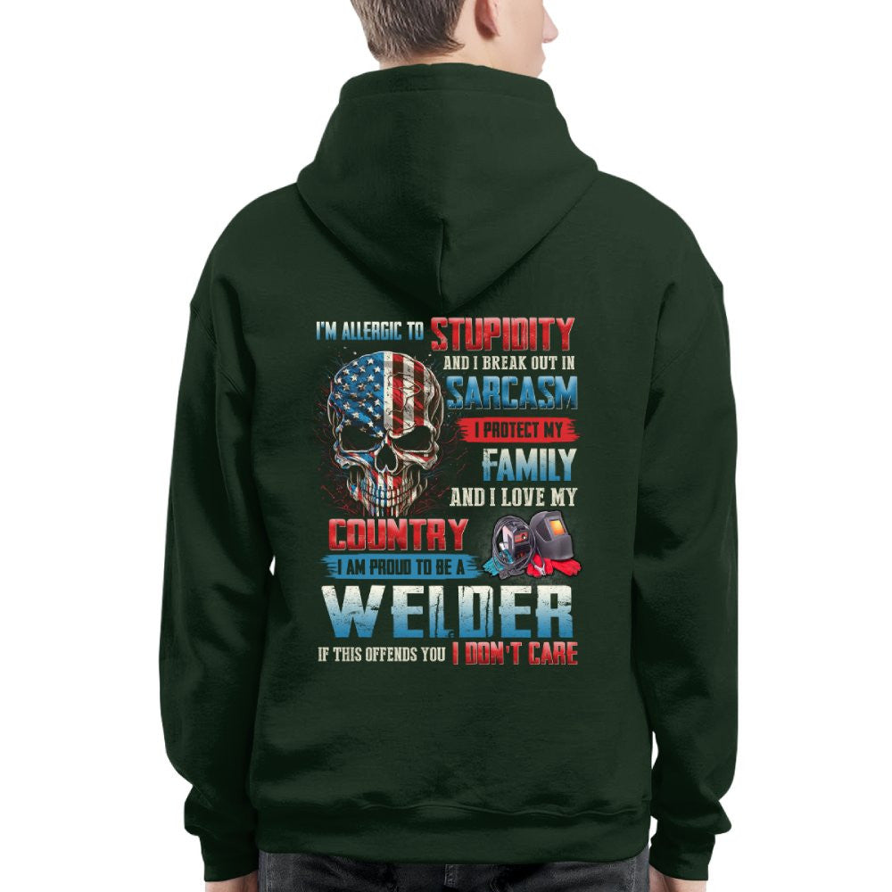 Allergic To Stupidity Welder T-Shirts Hoodies Sweatshirts Long Sleeves - grunx260804-0093