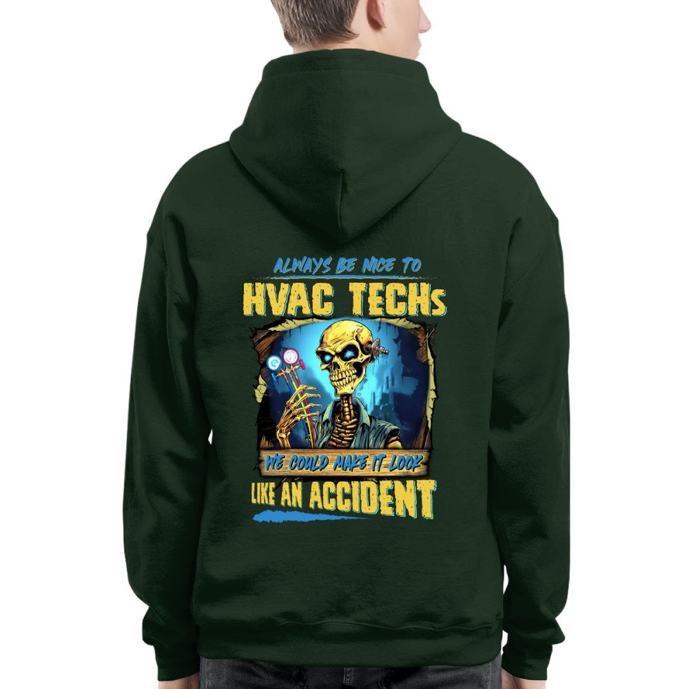 Always Be Nice To HVAC Techs - Funny Skull Design T-Shirt, Hoodie & More - grunx260804-0108
