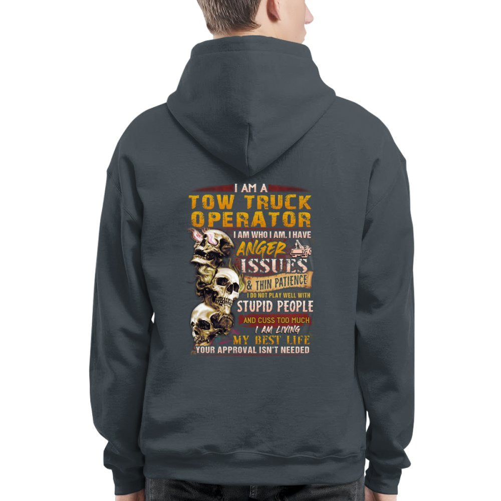 Anger Issues Tow Truck Operator Apparel - Skull Attitude T-Shirt, Hoodie & More - grunx260804-0172