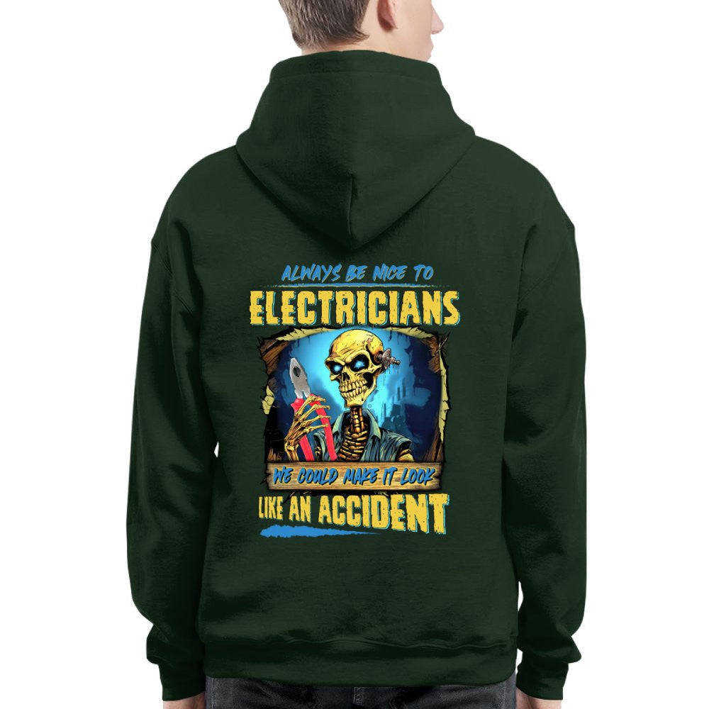 Always Be Nice To Electricians - Funny Skull Design T-Shirt, Hoodie & More - grunx260804-0105