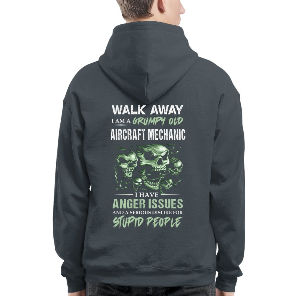 Grumpy Anger Issues - Aircraft Mechanic Skull Warning T-Shirt, Hoodie & More - grunx260804-0178