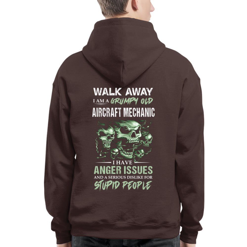 Grumpy Anger Issues - Aircraft Mechanic Skull Warning T-Shirt, Hoodie & More - grunx260804-0178
